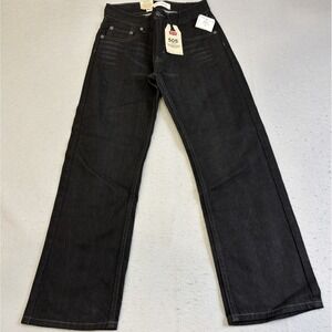 Levis 505 Boys Regular Straight Leg Jeans Black Adjustable Waistband 12R 26x26